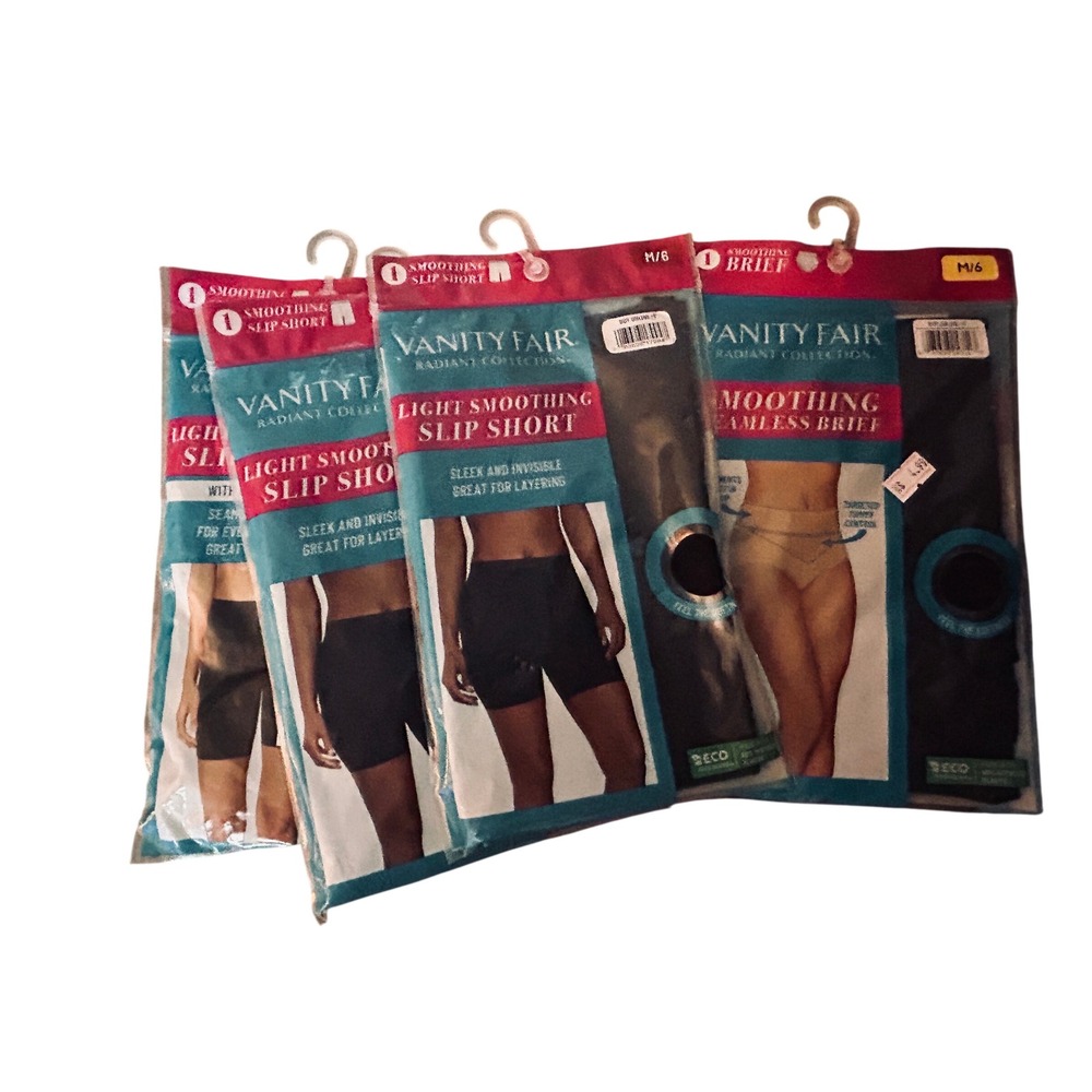 Vanity Fair Radiant Collection Shapewear Bundle Womens M Black NEW 5pk